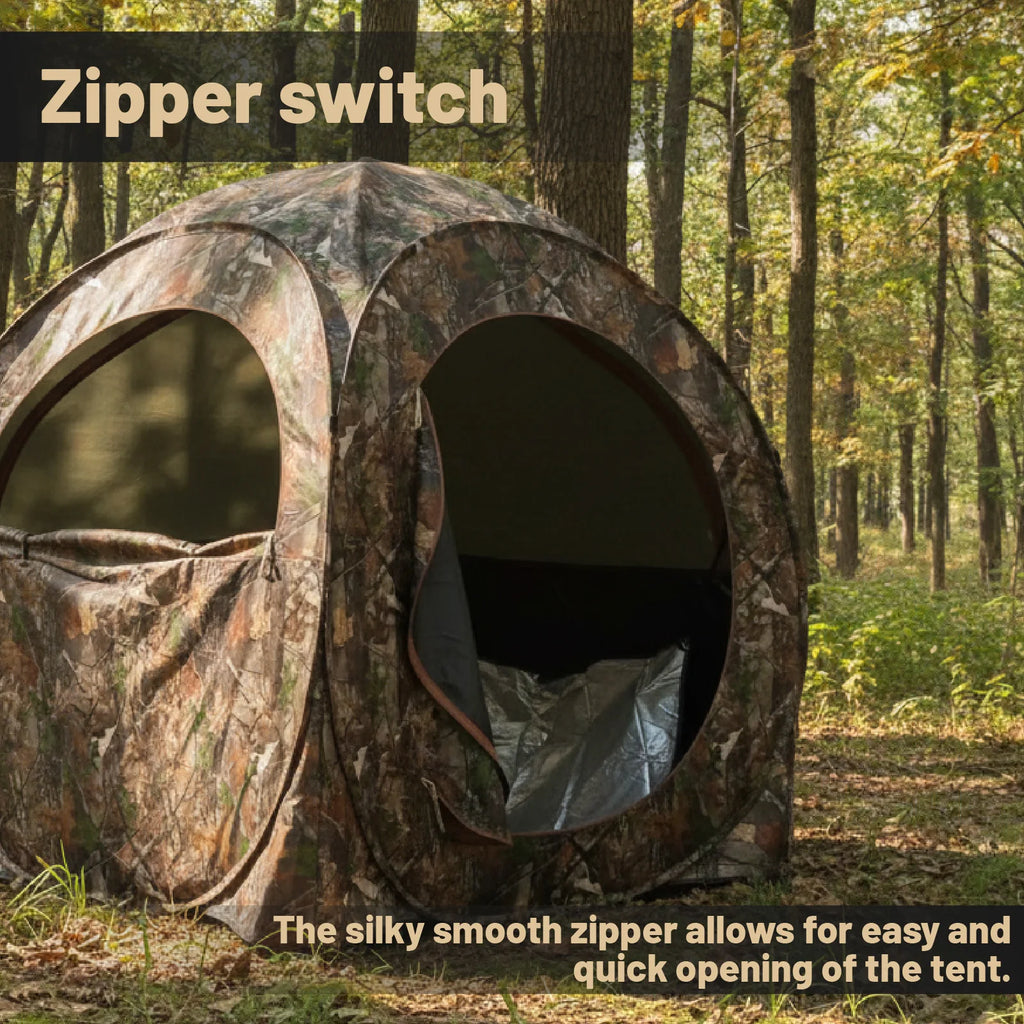 Camouflage Pop-Up Hunting Blind Ground Shelter - Easy Setup And Storage for Deer Turkey And Duck Hunting