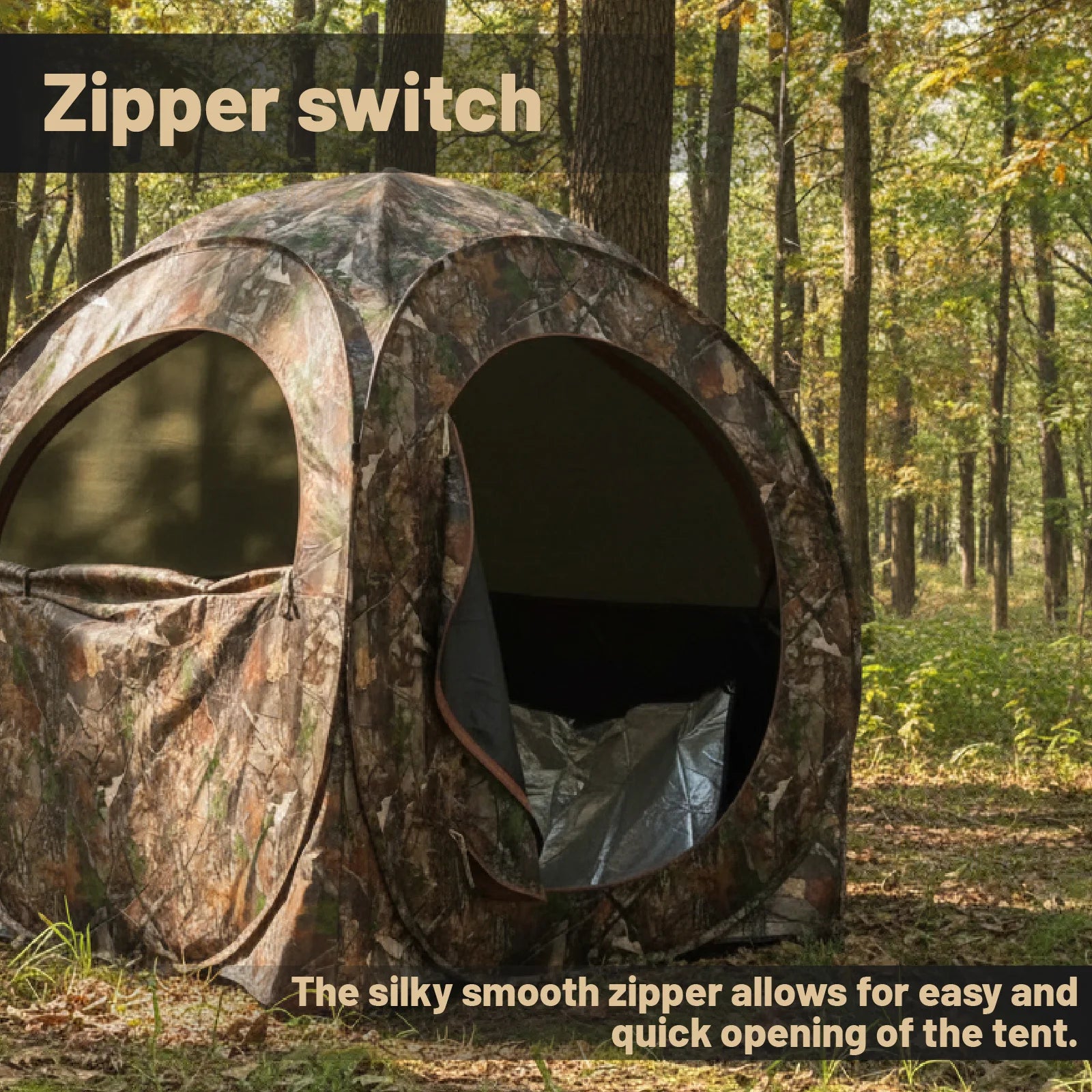 Camouflage Pop-Up Hunting Blind Ground Shelter - Easy Setup And Storage for Deer Turkey And Duck Hunting