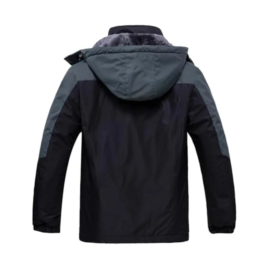 wantdo Men's Mountain Waterproof Ski Jacket Windproof Rain Jacket Winter Warm Hooded Coat