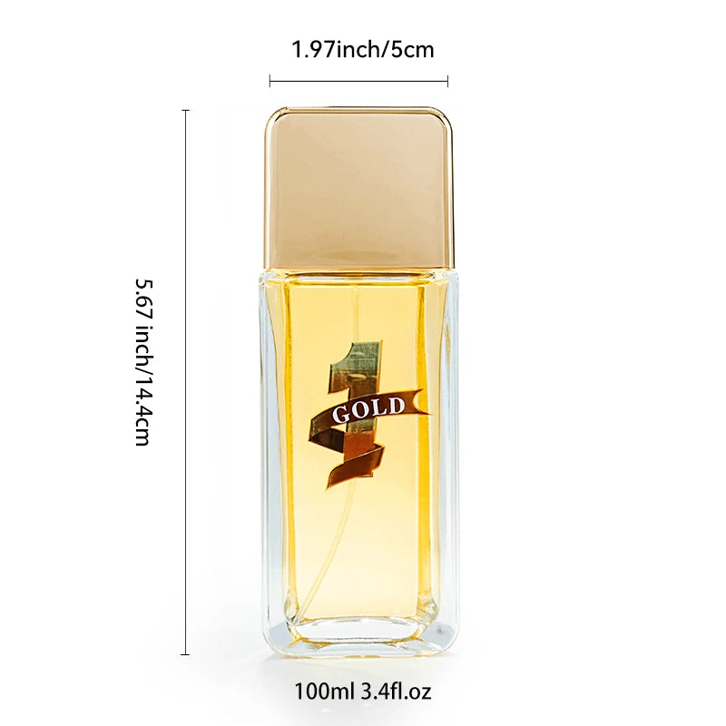 1 GOLD 100ml Men's Perfume EDP Long Lasting Woody Spicy Fragrance Masculine Scent Gold Bottle Luxury Cologne