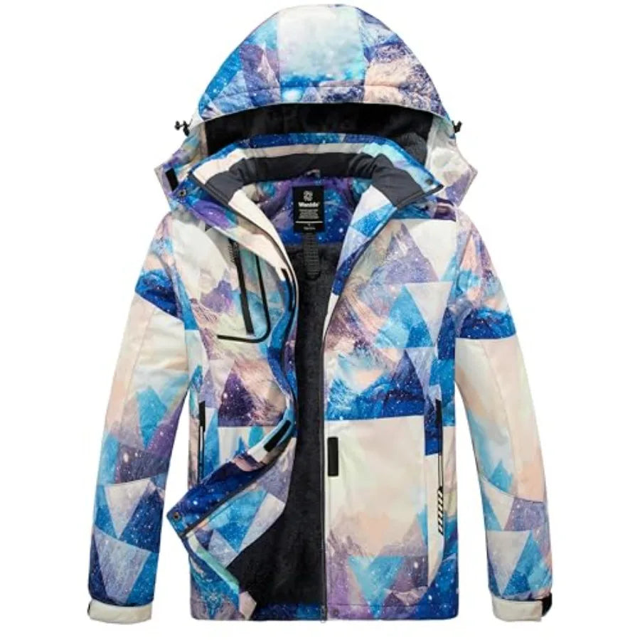 wantdo Women's Mountain Waterproof Ski Jacket Windproof Rain Jacket Winter Warm Hooded Coat