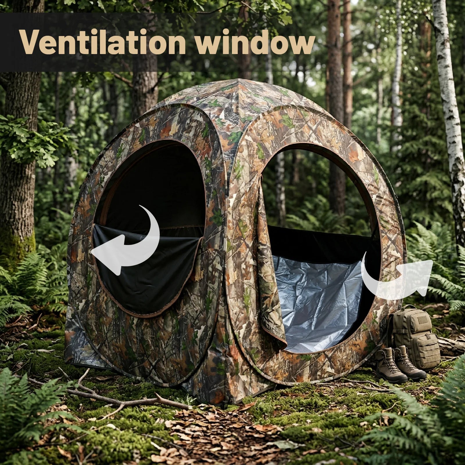 Camouflage Pop-Up Hunting Blind Ground Shelter - Easy Setup And Storage for Deer Turkey And Duck Hunting
