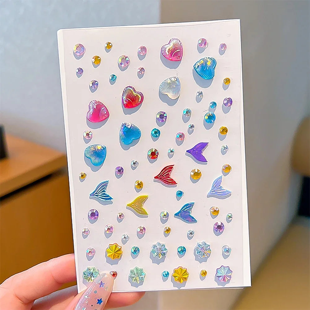 Crystal Rhinestone Butterfly Glitter Stickers Shining Aurora Pearl Shell for Children Stage Makeup Face Decoration