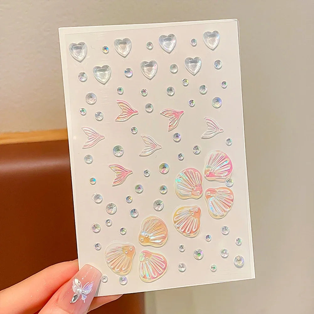 Crystal Rhinestone Butterfly Glitter Stickers Shining Aurora Pearl Shell for Children Stage Makeup Face Decoration